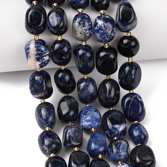 Природный содалит бисер нитей, самородки, упавший камень, с бисером