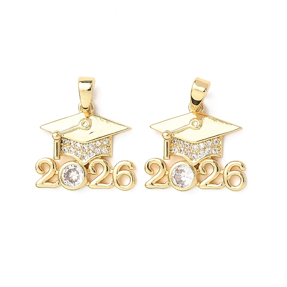 Латунные микропаве прозрачные подвески с фианитом, 2026 Подвески для выпускных шапочек