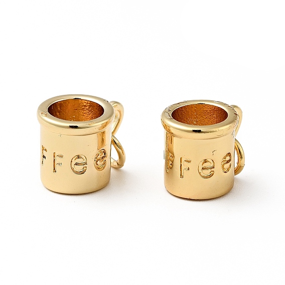 Accumuler pendentifs en laiton placage, avec anneau de saut, sans cadmium et sans plomb, tasse avec mot café