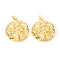 Латунные подвески, , плоский круг со знаком 12 созвездия / зодиака, реальный 18 k позолоченный