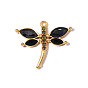 304 подвески из нержавеющей стали с кубическим цирконием, очарование стрекозы, реальный 18 k позолоченный, ионное покрытие (ip), долговечный