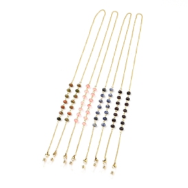 304 chaînes de lunettes en acier inoxydable, tour de cou pour lunettes, avec pierres précieuses assorties, fermoirs à pince de homard et extrémités en caoutchouc, or