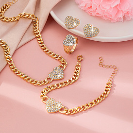 Комплекты ювелирных изделий из сплава со стразами, сердце