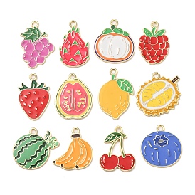 Colgantes de la aleación del esmalte, Amuletos de frutas, dorado