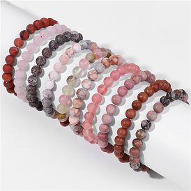 Multicolor Retro Matte Elastic Stone Bracelet for Men, 8mm Beads