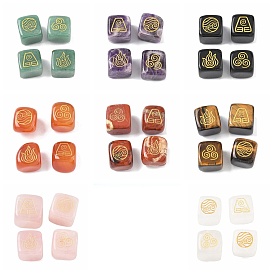 4шт 4 стили украшения для показа натуральных драгоценных камней, фигурка для украшения дома, энергетический камень рейки для исцеления, куб с символами воздуха, пожар, элементы воды и почвы