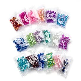 18 Colors Spray Painted Crackle Glass Beads, Round
