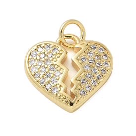 Латунные микро проложить кубического циркония подвески, сердце прелести, стойки покрытие, без кадмия и без свинца, долговечный, с целью перехода в кольце