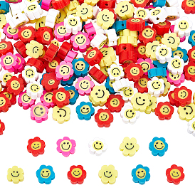 Nbeads 300pcs perles d'argile polymère faites à la main, fleur avec le visage de sourire