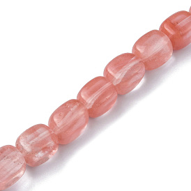 Cherry Quartz Glass Beads Strands, Cuboid
