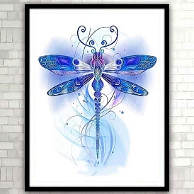 Insect DIY Diamond Dragonfly Painting Kit, Including Resin Rhinestones Bag, Diamond Sticky Pen, Tray Plate and Glue Clay