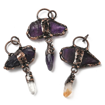 Природных драгоценных камней крупные кулоны, подвески-самородки с латунной фурнитурой, Красная медь