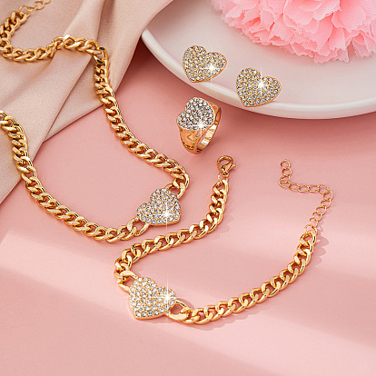 Комплекты ювелирных изделий из сплава со стразами, сердце
