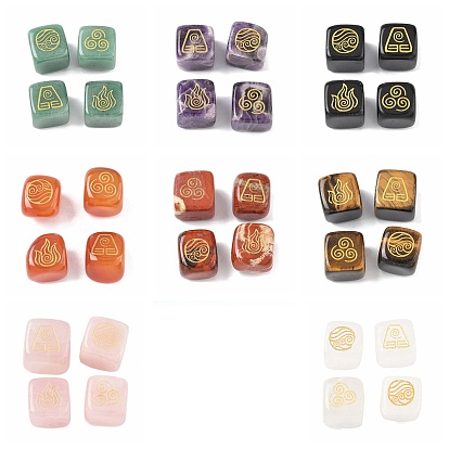 4шт 4 стили украшения для показа натуральных драгоценных камней, фигурка для украшения дома, энергетический камень рейки для исцеления, куб с символами воздуха, пожар, элементы воды и почвы