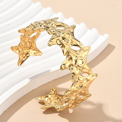 304 женские браслеты-манжеты из нержавеющей стали, морская звезда, ионное покрытие (ip)