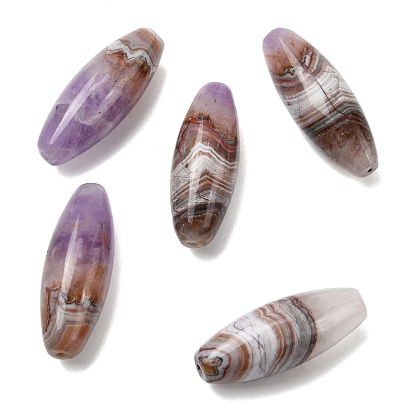 Бусины из натурального аметиста и кружевного агата, рисовые шарики