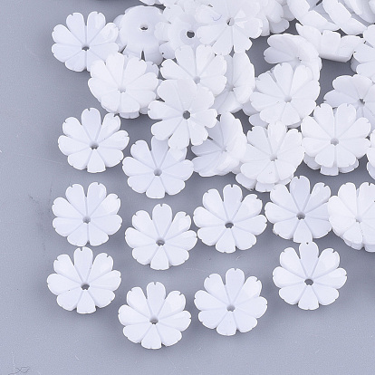 Chapeaux de perles en résine opaque, multi-pétale, fleur