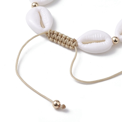 Adjustable Acrylic Shell Shape Braided Bead Bracelet for Women