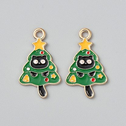 Подвески из сплава и эмали с рождественской тематикой кошек