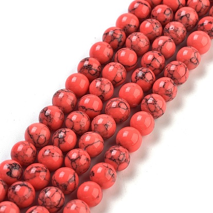 Dyed Synthetic Turquoise Gemstone Bead Strands, Round