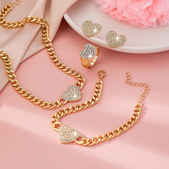 Комплекты ювелирных изделий из сплава со стразами, сердце