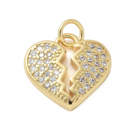 Латунные микро проложить кубического циркония подвески, сердце прелести, стойки покрытие, без кадмия и без свинца, долговечный, с целью перехода в кольце