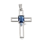 Brass Pave Blue Cubic Zirconia Pendants, Cross Charms