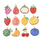Alloy Enamel Pendants, Fruits Charms, Golden