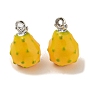 Real Platinum Plated Brass Enamel Charms, Pineapple Charm