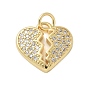 Латунные микро проложить кубического циркония подвески, сердце прелести, стойки покрытие, без кадмия и без свинца, долговечный, с целью перехода в кольце