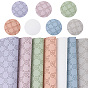 7Pcs 7 Colors PVC Imitation Leather Sheets, Rectangle with Flower Pattern