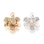 Латунные микропаве прозрачные подвески с фианитом, цветок, без никеля 