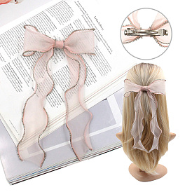 300Pcs Bowknot Rhinestone Polyester Hair Barrettes for Girls Women