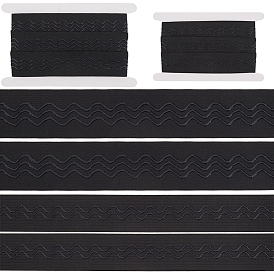 2 стили плоские полиэстеровые нескользящие трикотажные эластичные ремни, волнистые силиконовые резинки-захваты для шитья одежды, с картонными карточками 2шт.