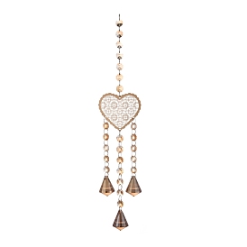 Heart Hanging Crystal Chandelier Pendant, with Prisms Hanging Balls, for Home Window Lighting Decoration