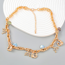 Ожерелье из металлического сплава в форме рыбы для женщин - винтажные модные украшения в стиле хип-хоп