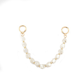 Imitation Pearl Beaded Bag Strap, with Alloy Ring Clasp