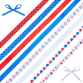 8Rolls 8 Styles Independence Day Polyester Ribbon, for Gift Packaging