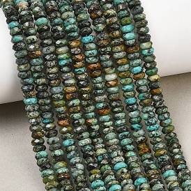 Natural African Turquoise(Jasper) Beads Strands, Faceted Rondelle