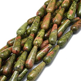 Natural Unakite Beads Strands, Waterdrop