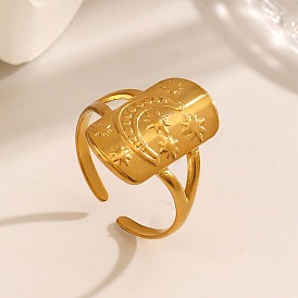 304 открытые манжеты из нержавеющей стали, прямоугольник с луной и звездой