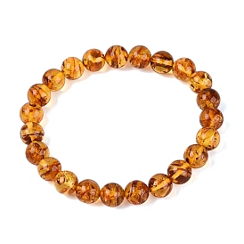 Ambre naturel bracelets en perles extensibles, ronde