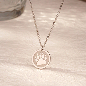 304 Ожерелья с подвеской в виде отпечатка медвежьей лапы из нержавеющей стали для ежедневного ношения женщинами
