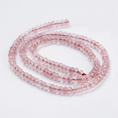 Cherry Quartz Glass Beads Strands, Faceted, Rondelle