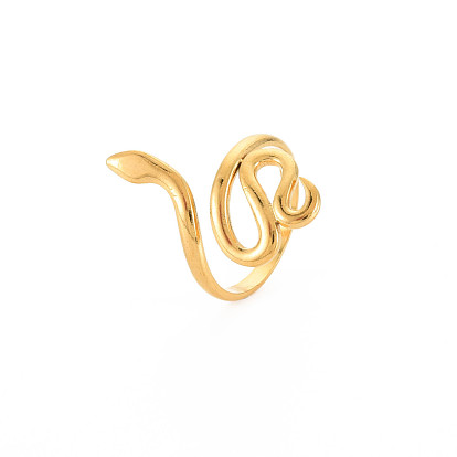 304 Stainless Steel Snake Wide Open Cuff Ring for Women