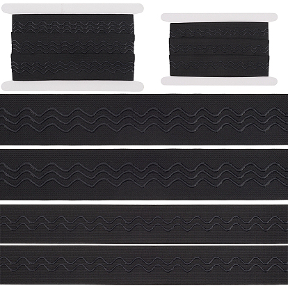 2 стили плоские полиэстеровые нескользящие трикотажные эластичные ремни, волнистые силиконовые резинки-захваты для шитья одежды, с картонными карточками 2шт.