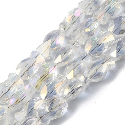 Transparent Electroplate Glass Beads Strands, AB Color Plated, Faceted, Fish