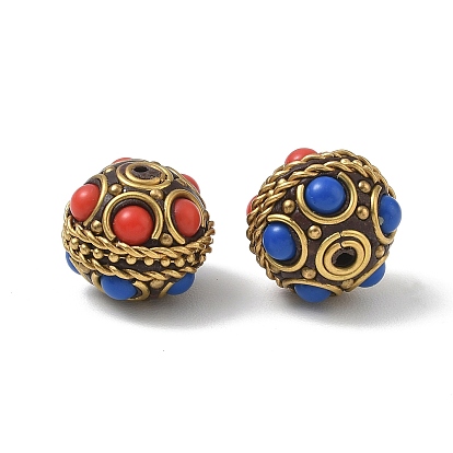 Brass & Resin & Polymer Clay Beads, Round, Golden