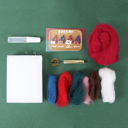 Christmas Themed Punch Embroidery Starter Kit, Including Alloy Needle, Felt, Glue, Spooge Pad, Metal Brooch Findings and Clip Findings