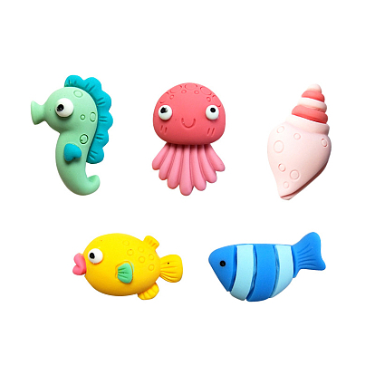 Ocean Theme Opaque Resin Cabochons, Sea Animals Cabochon, Shell/Sea Horse/Fish/Octopus Shape